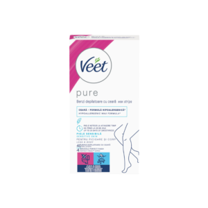 Восъчни ленти Veet Pure за чувствителна кожа, крака и тяло, 40 бр.