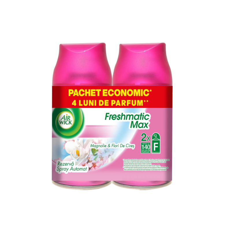 Air Wick Freshmatic Max Магнолия и черешов цвят пълнители за автоматичен ароматизатор, 2 × 250 мл