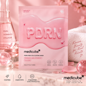 Medicube PDRN Pink Vita Coating Mask – озаряваща маска за лице, 22 г